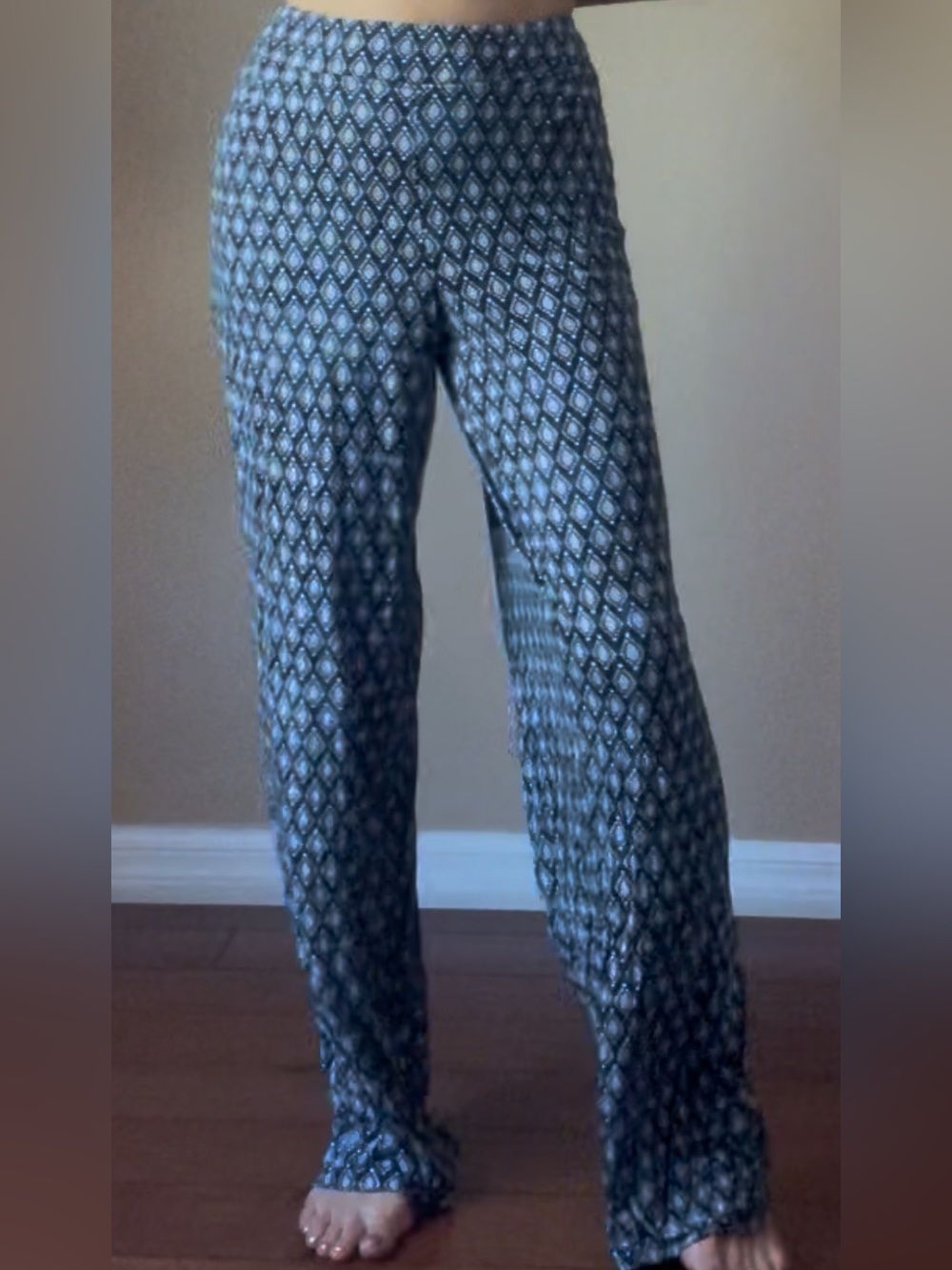 Soma Cool Nights Pajama Pants Navy Blue White Diamond Geometric M/L
